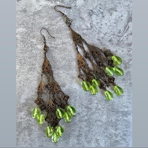 2/$15 Vintage chandelier brassy earring